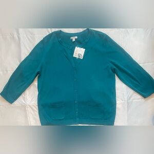 NWT Women’s Croft & Barrow 3/4 Sleeve Button Front Cardigan Size XL